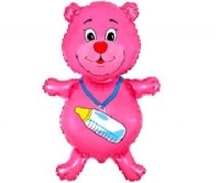 Минифигура 14" Медведь с бутылочкой розовый